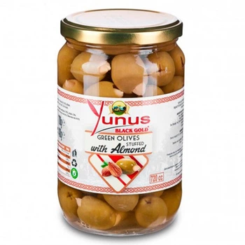 Оливки Yunus Green olives Stuffed with Almond с миндалем 700 г