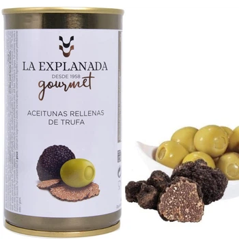 Оливки La Explanada gourmet зеленые с трюфельной пастой в рассоле 350 г
