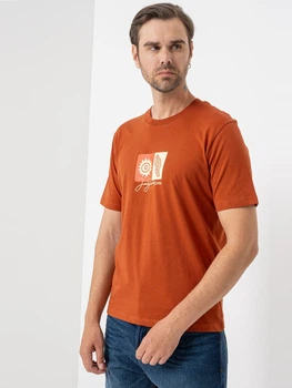 Футболка бавовняна довга чоловіча Jack & Jones 12281808 M Arabian Spice з принтом (5715720883233)