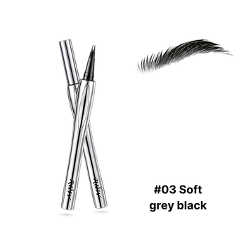 Двойной тонкий водостойкий маркер для бровей RUW #03 Soft grey black, серо-чёрный