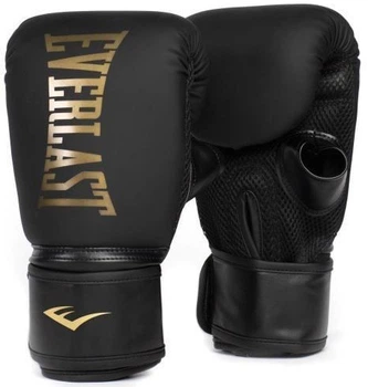 Боксерские перчатки для тренировок Everlast, легкая защита, поддержка запястья, черно-золотые