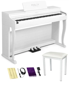 Цифровое пианино Fesley FEP1000 WH (стойка, банкетка, 3-педали, пюпитр, наушники, чехол). Полифония 256 голосов