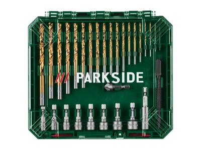 Набор сверл и бит — PARKSIDE в двухъярусном ящике, 75 шт.