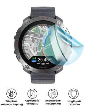 Защитная гидрогелевая глянцевая пленка Grade C на экран часовPolar Grit X2 Pro