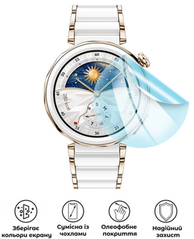 Защитная гидрогелевая глянцевая пленка Grade A на экран часов Huawei Watch 5 (42 mm)