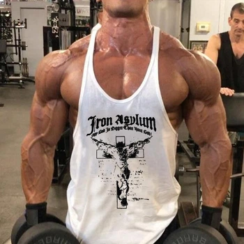 Майка мужская для тренировок с узкими бретелями Iron Asylum белая XL