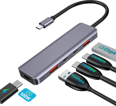 Hub USB Platinet 2 x USB-A, 3 x USB-C PD 10Gbps (5907595462372)