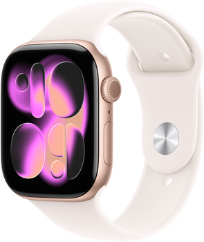 Smartwatch Apple Watch Series 11 GPS 42mm Rose Gold Aluminium Case with Light Blush Sport Band - M/L (APL_MEU44)