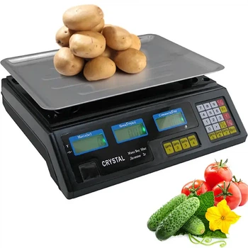 Весы торговые до 50кг, со счетчиком цены, от сети, Crystal CR50 / Торговые весы электронные / Электронные весы