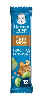 Фруктово-злаковый батончик Gerber с виноградом и яблоком для детей с 12 месяцев 25 г. (7613287130075)