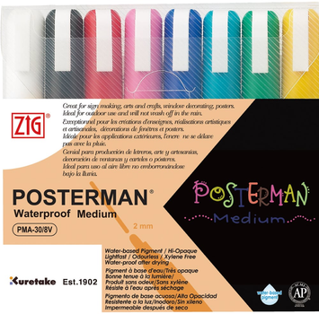 Zestaw markerów Zig Posterman Medium PMA-30 8/V 2mm 8 szt (4901427902198)