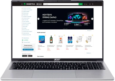 Ноутбук Acer Aspire Lite AL16-54P-302Y (NX.DK6EU.005) Light Silver / 16" IPS WUXGA / Intel Core i3-1315U / RAM 16 ГБ / SSD 512 ГБ / LAN / Зарядка по USB