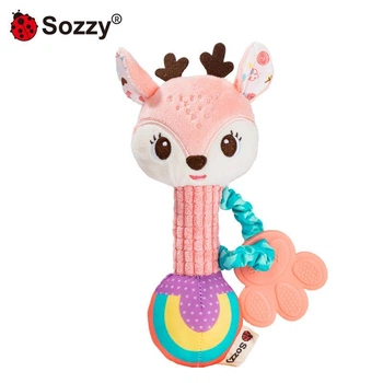 Погремушка Sozzy для детей от 0 до 1 года, развивающая и успокаивающая игрушка для новорожденного, ручка-палочка c прорезывателем для зубов