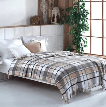 Хлопковый плед Aksu 150×200 см Cozy Life Inka Gri