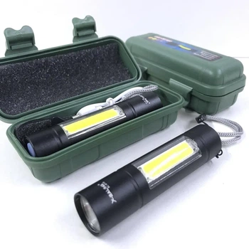 Мощный аккумуляторный фонарик USB ручной, 3 режима, BL-510 Q5+COB Li-Ion аккум. + Кейс / Фонарь маленький ручной