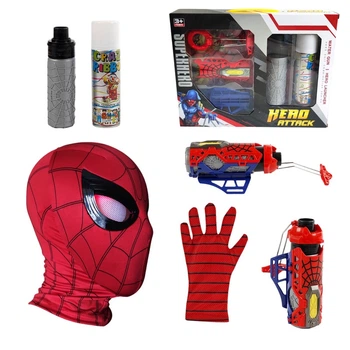 Игровой набор перчатка и маска Человек Паук стреляет паутиной и водой Spider-Man Глаза светятся Аккумулятор