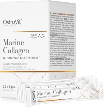 Suplement diety OstroVit Kolagen morski + Kwas hialuronowy + Witamina C 5 g x 30 szt (5903933914398)
