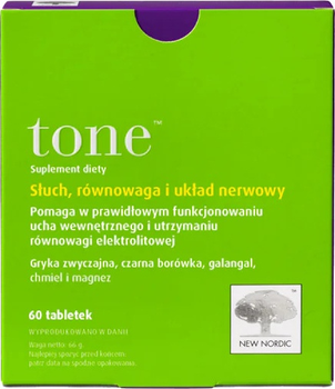 Дієтична добавка New Nordic Tone Слух, рівновага та нервова система 60 таблеток (5021807486304)