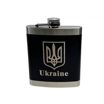 Набір фляга зі стопками 500 мл Україна подарункова упаковка чорний (RZN-23095394)