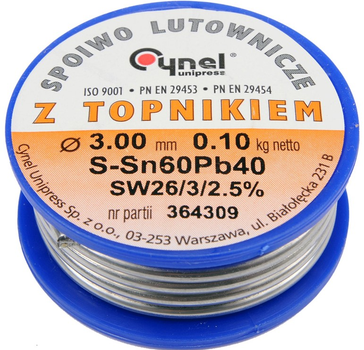 Spoiwo lutownicze Cynel Sn60Pb40 3.0 mm 100 g (5906083768262)