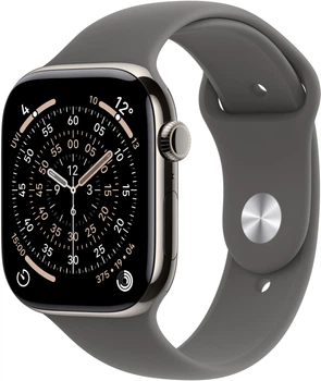 Смарт-годинник Apple Watch Series 11 GPS + Cellular 46mm Natural Titanium Case with Stone Grey Sport Band - M/L (MFCX4)