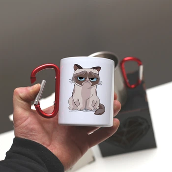 Кружка с котиком из нержавеющей стали