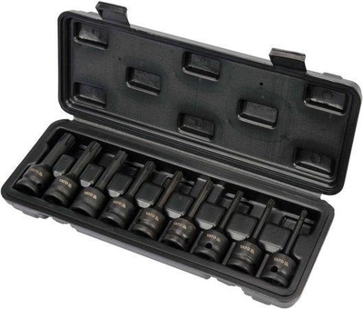 Набір ударних насадок Yato RIBE M5-M14 квадрат 1/2" CrMo YT-10681 9 шт + кейс (5906083055522)