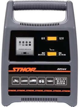 Prostownik do akumulatorów Sthor 6-12 V Sthor 26-210 Ah maks. prąd 12 A z 230 V  82544 (5906083037818)