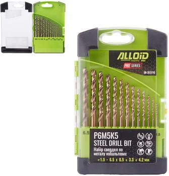 Набор сверл по металлу Alloid Pro кобальтовые 1-6.5 мм 13 шт Р6М5К5 (DB-3513110)