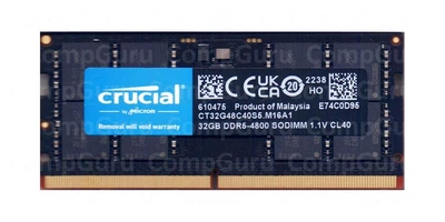 Оперативная память для ноутбука Crucial Black Series DDR5 32GB 4800MHz SO-DIMM PC5-4800 (CT32G48C40S5.M16A1)
