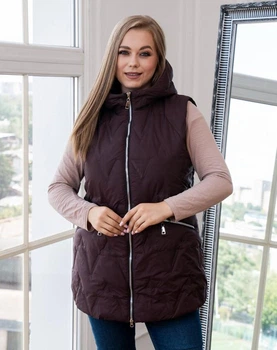 Жіночий теплий жилет з капюшоном подовжений MODA 00137 62 Темно-бордовий ( M - 00137/3 R )