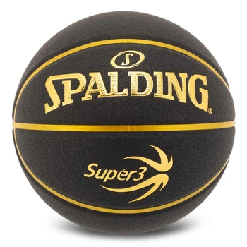 Мяч баскетбольный резиновый черный Spalding Super3 77749Y размер 7 для зала и улицы (Indoor/Outdoor)