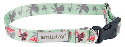 Obroża regulowana Amiplay Cotton Be Happy Discovery S Flamingo (5907563282216)