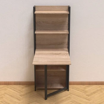 Стол книжка с этажеркой Практик 2 Ferrum-decor 1555x640x990 Черный металл ДСП Дуб Сонома 16 мм (FRD-104628)