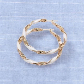 Сережки-кольца Xuping золотистые с белым 4х4 см