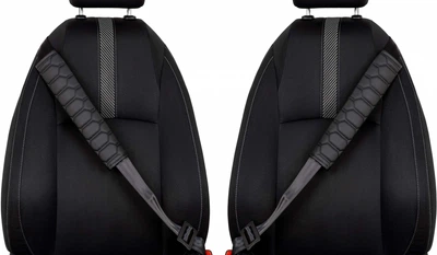 Накладка на ремень безопасности EVAtech ECO M 33х23 см Черная сота с черной нитью, черный кант 2 шт (NRBZKDESBBB)