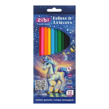 Олівці кольорові ZiBi Unicorn тригранний корпус 12 кольорів (ZB.2454)