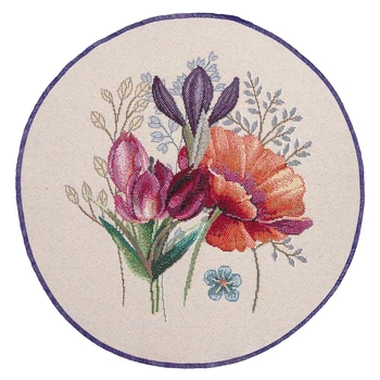 Салфетка-подкладка гобеленовая "Полевые цветы" Ø25 (ROUND1002M-25D)