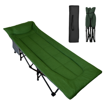 Туристична похідна розкладачка з вбудованим матрацом LEOBRO Green 190 x 67 x 35 см, навантаженням до 150 кг, зелена