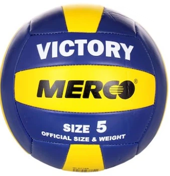Волейбольный мяч Merco Victory синий-желтый для тренировок новичков и любителей из синтетической кожи