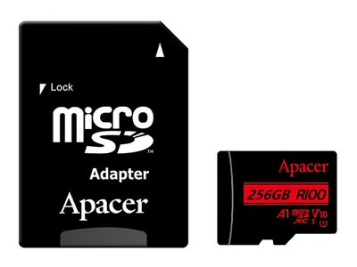 Карта пам'яті Apacer 256 GB microSDHC Class 10 UHS-I V10 + SD adapter (AP256GMCSX10UB-R)