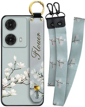 Чехол SHLab Motorola Moto S50 Neo Flower White + два ремешка с карабином (41282)