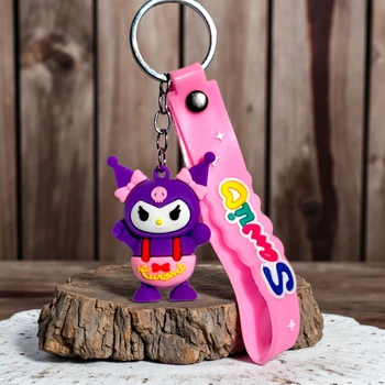 Брелок Kurоmi (Куроми) Sanrio, размер 15 см, резиновая фигурка с силиконовым ремешком для ключей, рюкзака и сумки