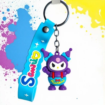 Брелок Kurоmi (Куроми) Sanrio, размер 15 см, резиновая фигурка с голубым силиконовым ремешком для ключей, рюкзака и сумки
