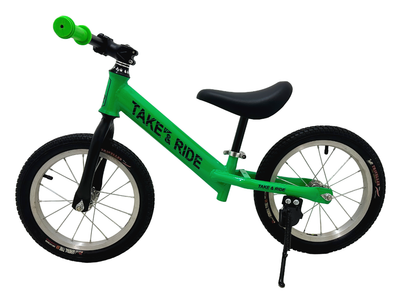 Біговел колеса 14 дюймів Take&Ride RB-50 МТВ з кермом MTB та підніжкою для дітей від 3 до 6 років Зелено-чорний
