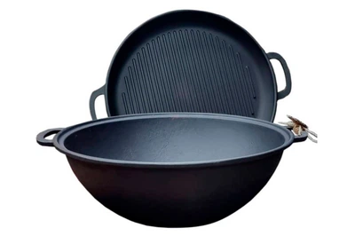 Казан чугунный Мy-dishes 340мм x 8л татарский (9.8кг) с крышкой-сковородою (Т405СР)
