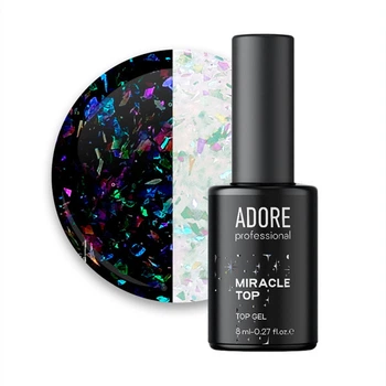 Топ для гель-лака без липкого слоя Adore Professional Miracle Top 09 Blue Yuki с бирюзовыми хлопьями Юки 7.5 мл (2101010032277)