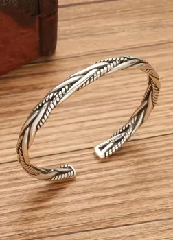 Вінтажний жорсткий браслет-манжет унісекс Fashion Jewelry Сріблястий 17821
