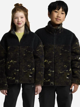 Подростковая теплая флисовая толстовка для мальчика Jack Wolfskin Teen Aop Fleece K A65312_T0322 152 см Коричневая с черным (4064886515238)