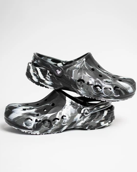 Мужские кроксы сабо Crocs Baya Marbled Clog 206935-066 46-47 (12M) 30 см Black White черные с белым (12130051)
